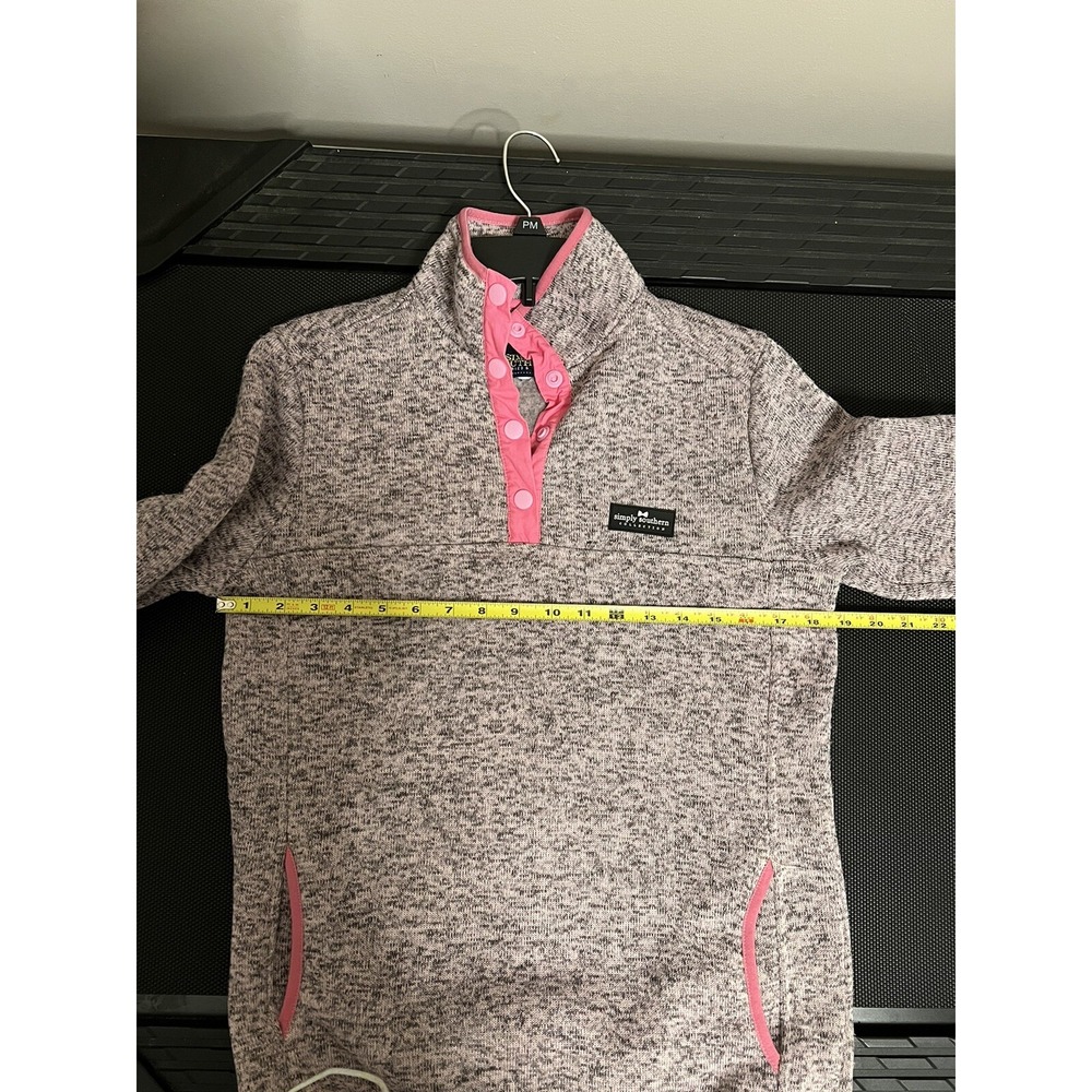Simply Southern Womens Gray Pink Marled Quarter Snap Pullover Fleece Sweater‎ PM - Picture 9 of 15